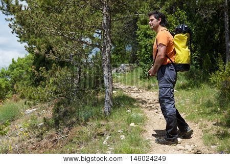 Hiking in Guara Mountains, Huesca Province, Aragon, Spain.