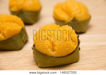 The thai toddy palm cake sweet taste delicious.