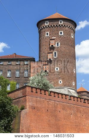 Wawel Royal Castle with Sandomierska Tower Krakow Poland