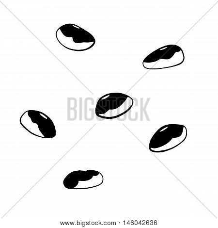 One color icons of two color beans isolated on white