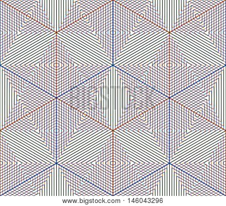 Colored abstract interweave geometric seamless pattern. Graphic contemporary covering.