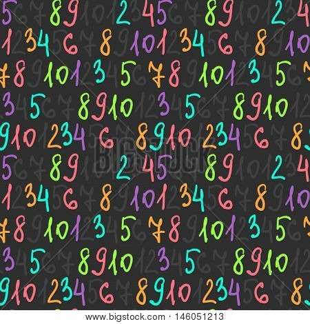 Doodle Numbers Pattern School Background Colorful