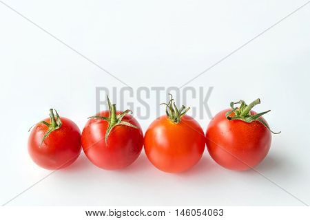 Very fresh tomatoes on white background for healthy food collection organic vegetables