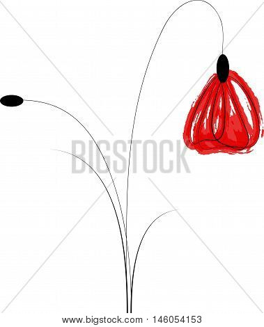 Red Flower Illustration, Creative Vision of a Plant