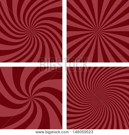 Maroon vector spiral ray background design set
