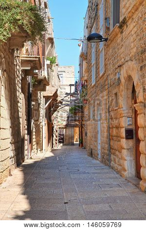 Perspective of an alleyway of Molfetta. Puglia. Italy.