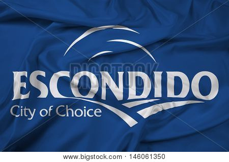 Waving Flag of Escondido California USA, with beautiful satin background. 3D illustration