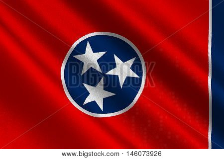 Flag of Tennessee is a state of United States. 3D illustration