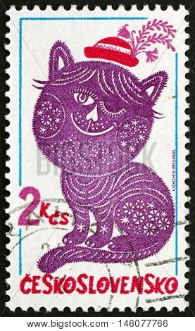 CZECHOSLOVAKIA - CIRCA 1980: a stamp printed in Czechoslovakia shows Dandy and Posy Folktale Character Embroidery circa 1980