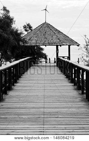 The Malecon harbor front road in Lake Chapala pier in Chapala Jalisco Mexico