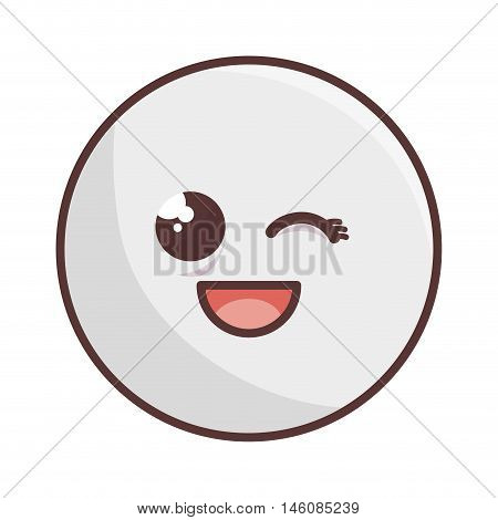 kawaii cartoon face hapiness expression emoticon vector illustration