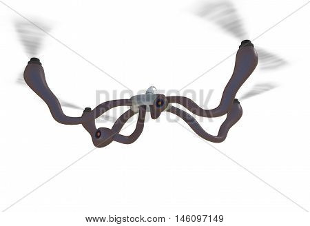 quadrcopter with organic arms and cameras. 3d render
