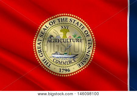 Flag of Tennessee is a state of United States. 3D illustration