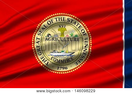 Flag of Tennessee is a state of United States. 3D illustration
