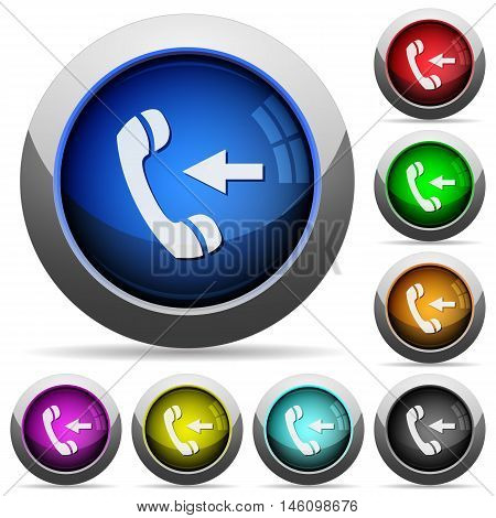 Set of round glossy incoming call buttons. Arranged layer structure.