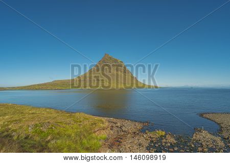 Wonderful Mountain Kirkjufell In Iceland, Summer Time