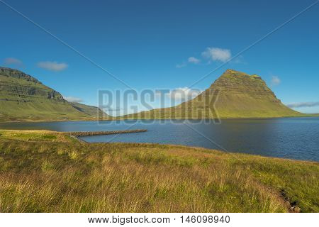 Wonderful Mountain Kirkjufell In Iceland, Summer Time