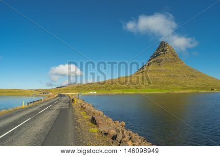 Wonderful Mountain Kirkjufell In Iceland, Summer Time
