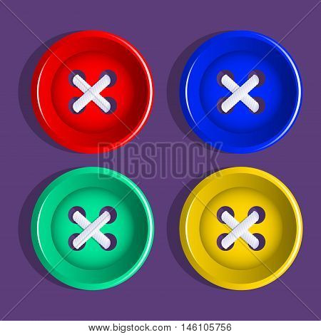 Buttons. Multi colored plastic buttons. Vector Image.