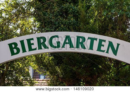 Biergarten Beer Garden Germany Traditional Green Sign Outside