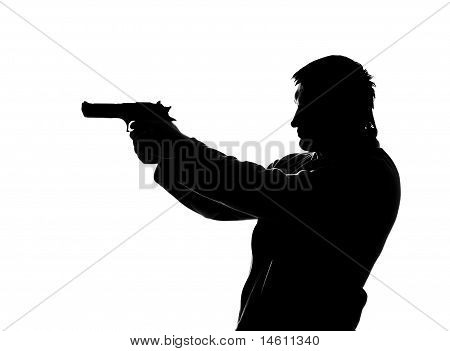 Silhouette des Schießens Mann