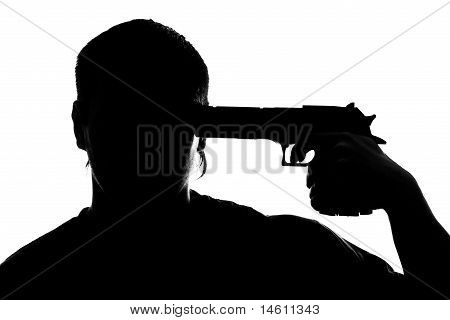 Silhouette des Menschen schießen sich