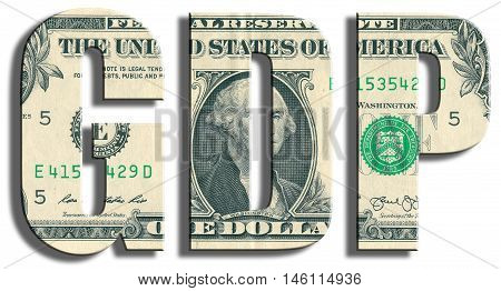 Gdp - Gross Domestic Product. Us Dollar Texture.