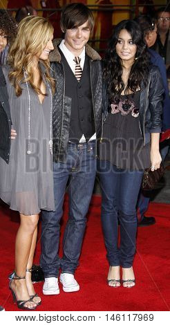 Ashley Tisdale, Zac Efron and Vanessa Hudgens at the DVD Release premiere of 