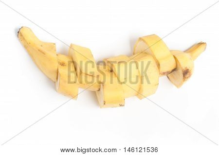 Slices of Banana Prata isolated on white background