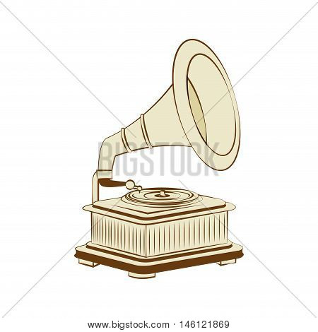 gramophone vynil musical device. retro music object. vector illustration