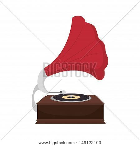 gramophone vynil musical device. retro music object. vector illustration
