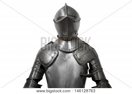 Old Metal Knight Armour Isolated On White Background