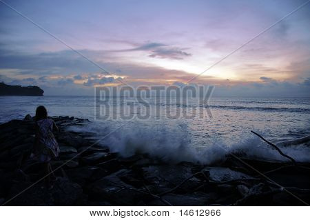 Havet solnedgång. Borneo.