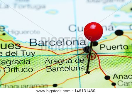 Aragua de Barcelona pinned on a map of Venezuela