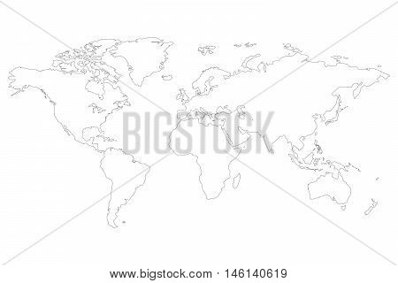 Earth Map Out Line Vector & Photo (Free Trial) | Bigstock