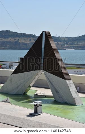 LISBON, PORTUGAL - AUG 21: Monumento aos Combatentes do Ultramar at Belem in Lisbon, Portugal, as seen on Aug 21, 2016. This monument was erected for the soldiers that lost their lives during the 1964-1971 conflict in Africa.