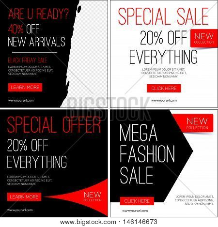 Sale banners. Sales templates. Black friday sale. Template for sale and advertising. Vector illustration.