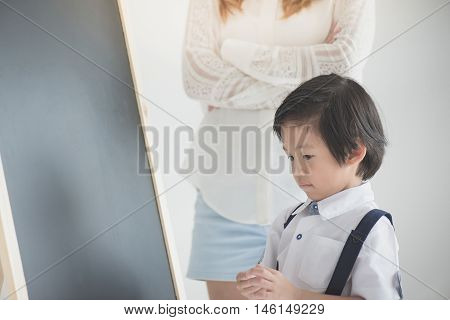 Tired Asian student doesn't want to learn