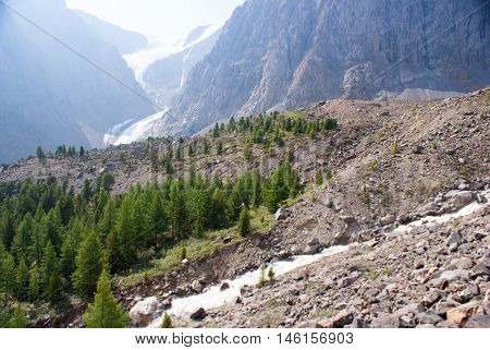 Small Aktru glacier in the Altay mountains