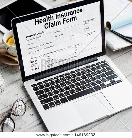Health Benefits Claim Benefits Form Concept