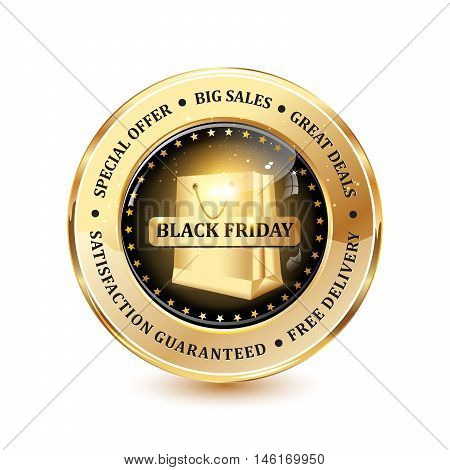 Black Friday, Special offer, Big sales, Free delivery - luxurious shiny icon / button for business advertising / retail compaines