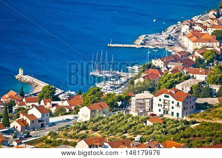 Town of Bol coast aerial view Island of Brac Dalmatia Croatia