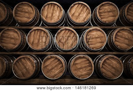 Wooden winemaking barrel in a stock 3d illustration