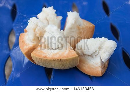 eating the santol or sentul Thai fruit