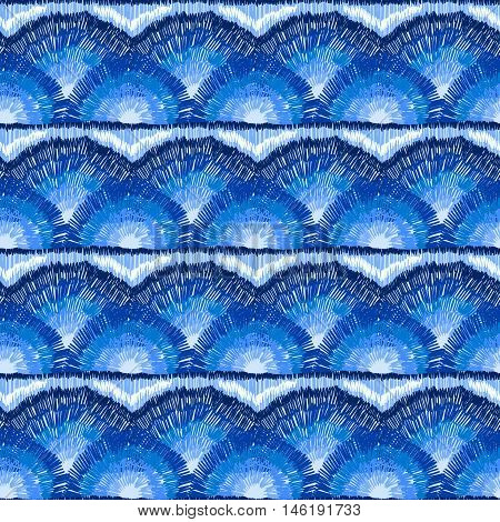 Ethnic Ikat Ornament Doodles Pattern Blue