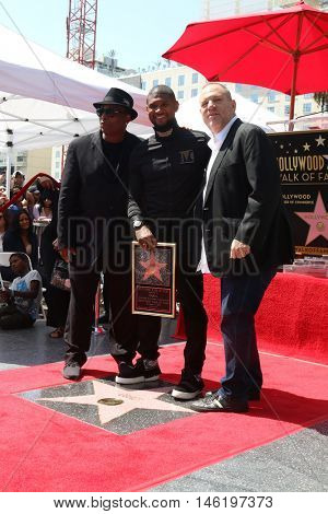 LOS ANGELES - SEP 7:  Terry Lewis, aka Jimmy Jam, Usher Raymond, Harvey Weinstein at the Usher Honored With a Star On The Hollywood Walk Of Fame at the Eastown on September 7, 2016 in Los Angeles, CA