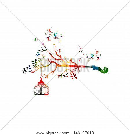 Creative music style template vector illustration, colorful violoncello pegbox