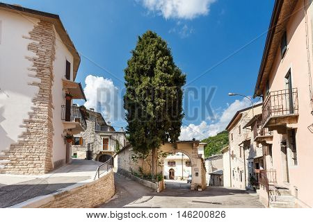 Molina Italy - May 07 2016: The street of Molina the little resort town in a Dolomites mountain