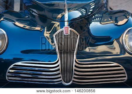 Verona Italy - May 07 2016: The retro car of Fiat nearby the Borsari gate on a pedestrian street