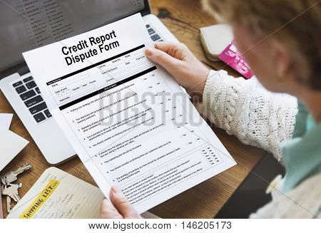 Credit Report Dispute Form Insurance Concept